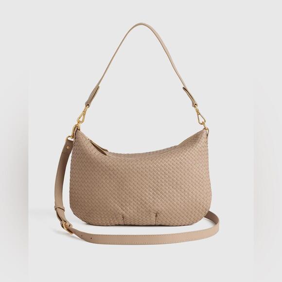 🆕 QUINCE Italian Leather Crescent Bag - TAUPE! - Picture 1 of 8